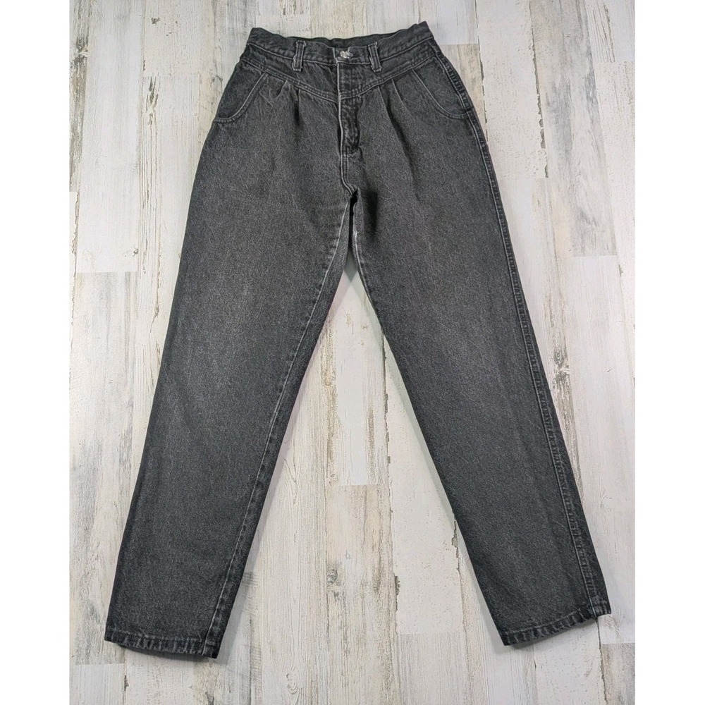 VTG Roper Jeans Womens 11/12 Black Gray Denim High Rise Bareback USA Made 26x31